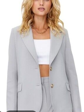 Argent Virgin Wool Double Button Blazer Split Sleeve Ends
